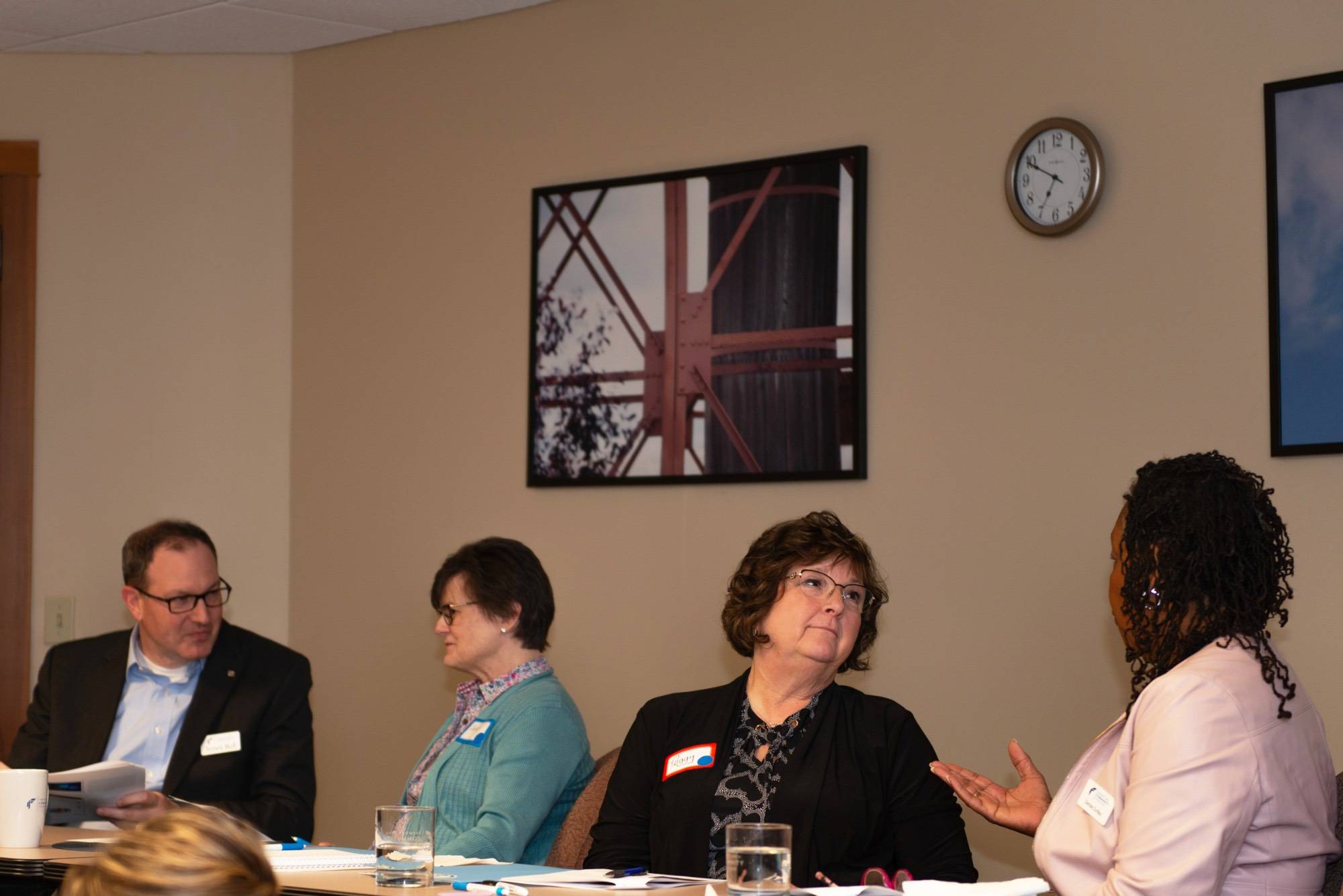 Trustees and staff engaging in dialogue during the civil discourse&#160;training.